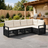 vidaXL Tuinbank Set 6 pcs Zwart poly rattan