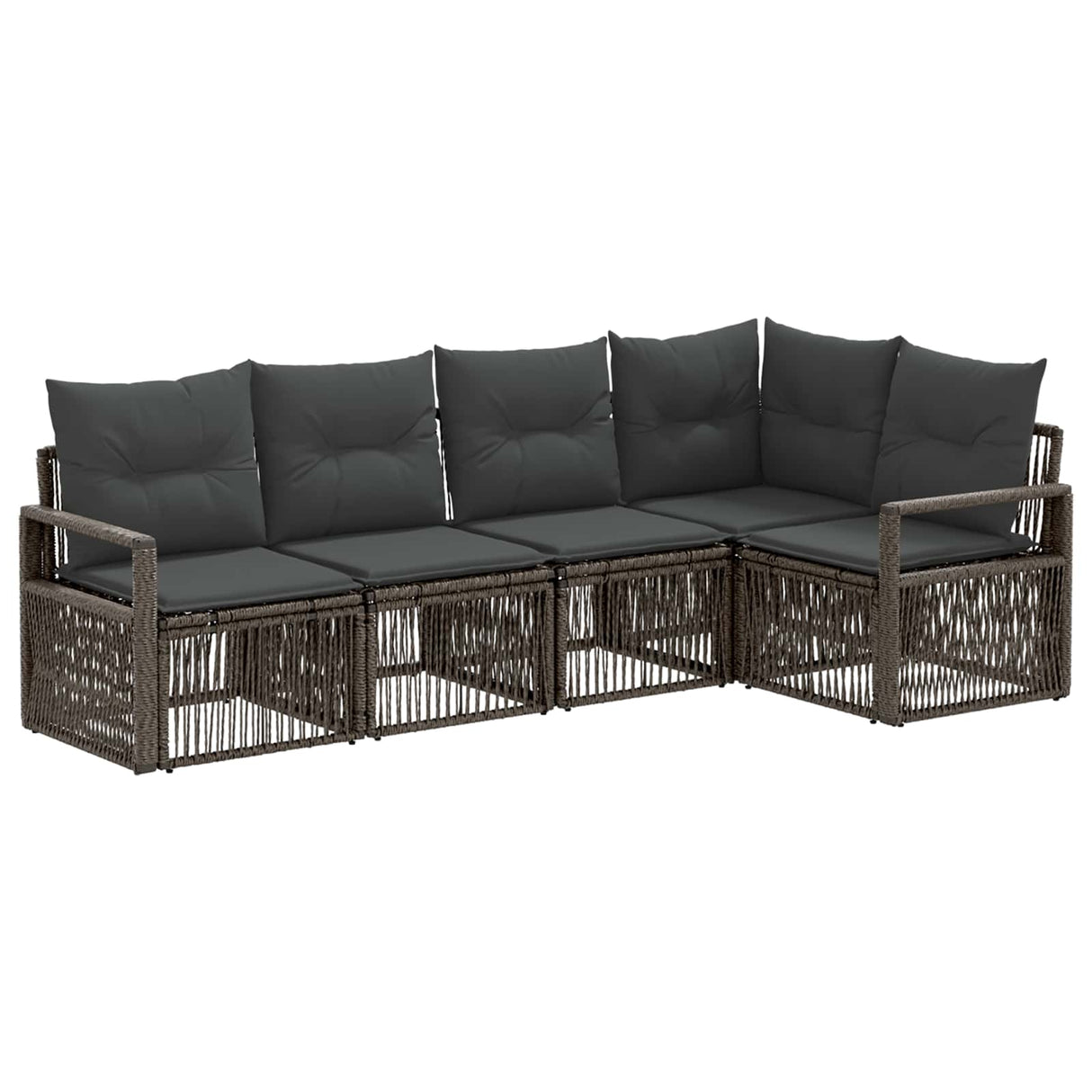 vidaXL Tuinbank Set 6 pcs Zwart poly rattan