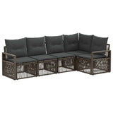 vidaXL Tuinbank Set 6 pcs Zwart poly rattan