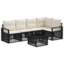 vidaXL Tuinbank Set 6 pcs Zwart poly rattan