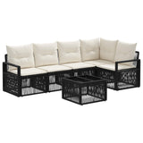 vidaXL Tuinbank Set 6 pcs Zwart poly rattan