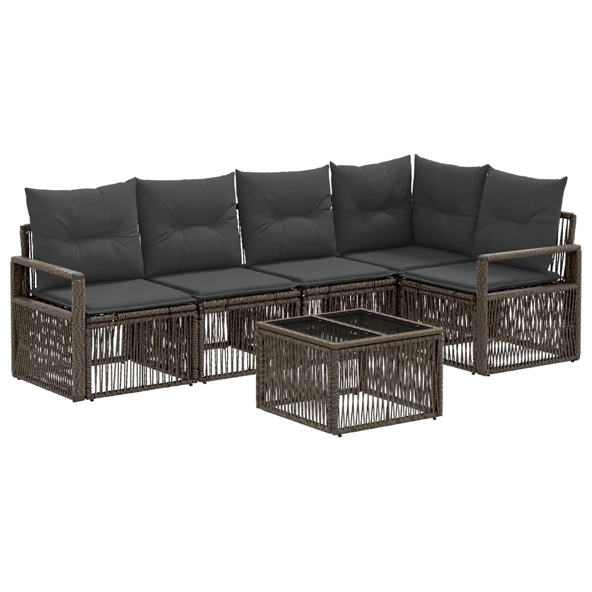 vidaXL Tuinbank Set 6 pcs Zwart poly rattan