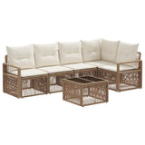 vidaXL Tuinbank Set 6 pcs Zwart poly rattan