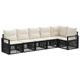 vidaXL Tuinbank Set 7 pcs Zwart poly rattan