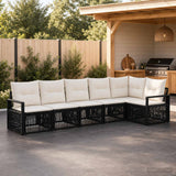 vidaXL Tuinbank Set 7 pcs Zwart poly rattan