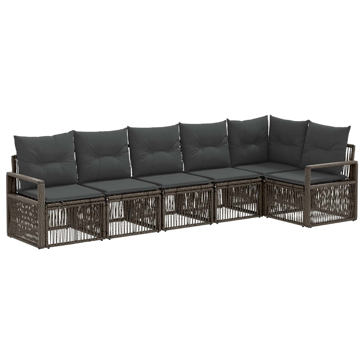 vidaXL Tuinbank Set 7 pcs Zwart poly rattan