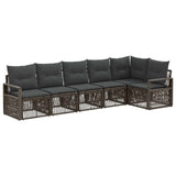 vidaXL Tuinbank Set 7 pcs Zwart poly rattan
