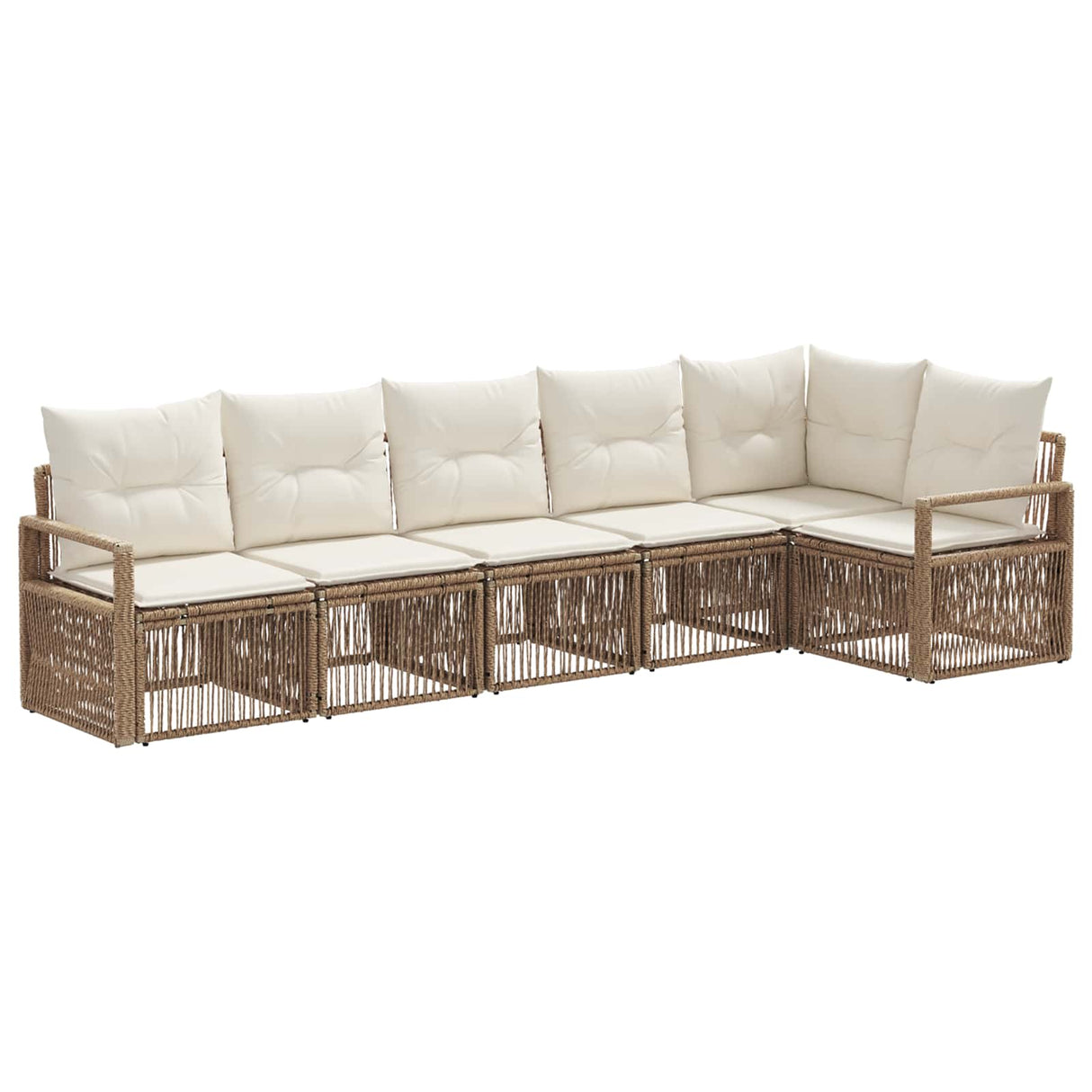 vidaXL Tuinbank Set 7 pcs Zwart poly rattan
