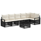 vidaXL Tuinbank Set 7 pcs Zwart poly rattan