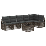 vidaXL Tuinbank Set 7 pcs Zwart poly rattan