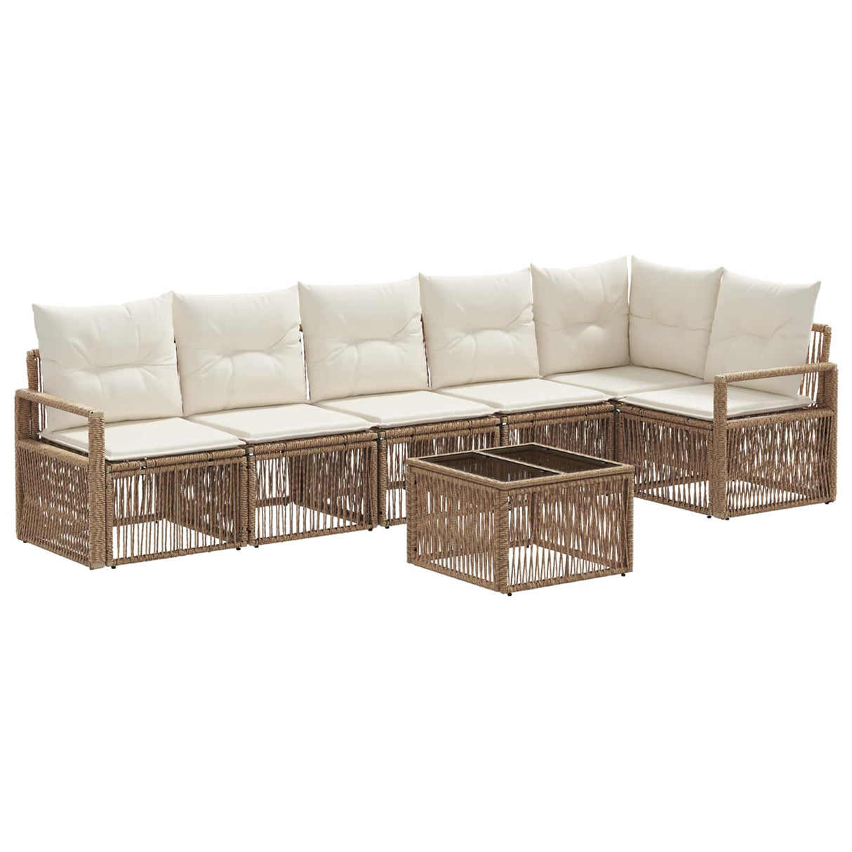 vidaXL Tuinbank Set 7 pcs Zwart poly rattan