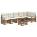 vidaXL Tuinbank Set 7 pcs Zwart poly rattan