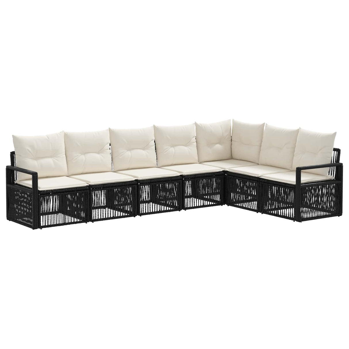 vidaXL Tuinbank Set 8 pcs Zwart poly rattan