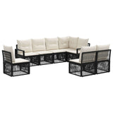 vidaXL Tuinbank Set 9 pcs Zwart poly rattan