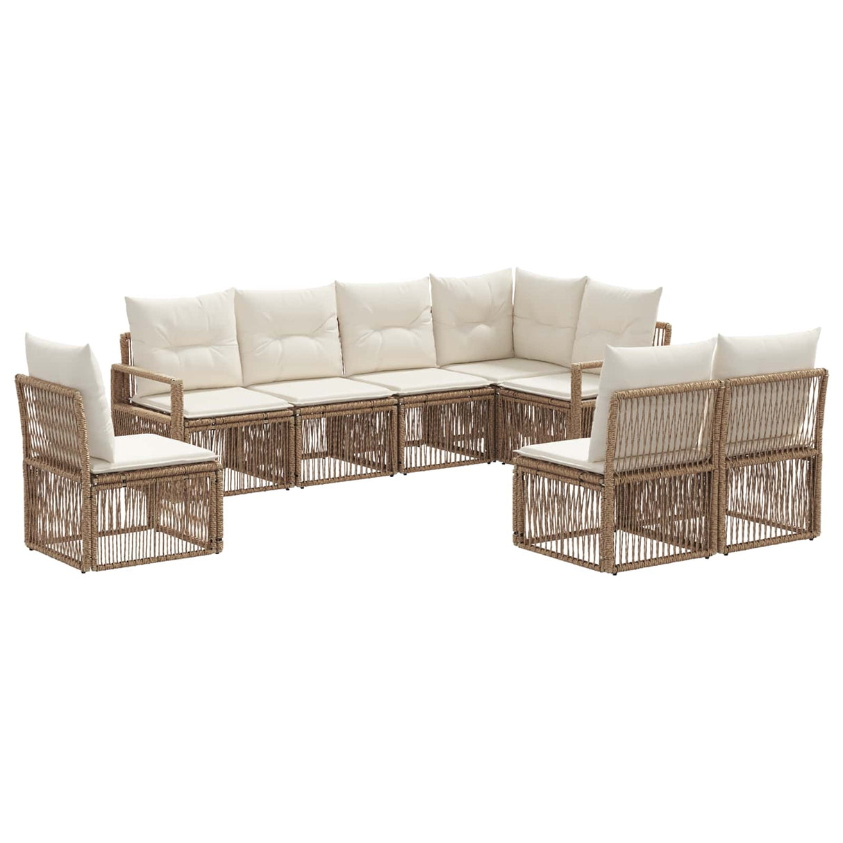 vidaXL Tuinbank Set 9 pcs Zwart poly rattan