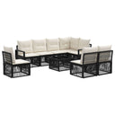 vidaXL Tuinbank Set 9 pcs Zwart poly rattan