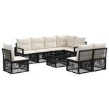vidaXL Tuinbank Set 9 pcs Zwart poly rattan