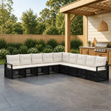 vidaXL Garden Sofa Set 10 pcs Black poly rattan