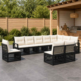 vidaXL Tuinbank Set 11 pcs Zwart poly rattan