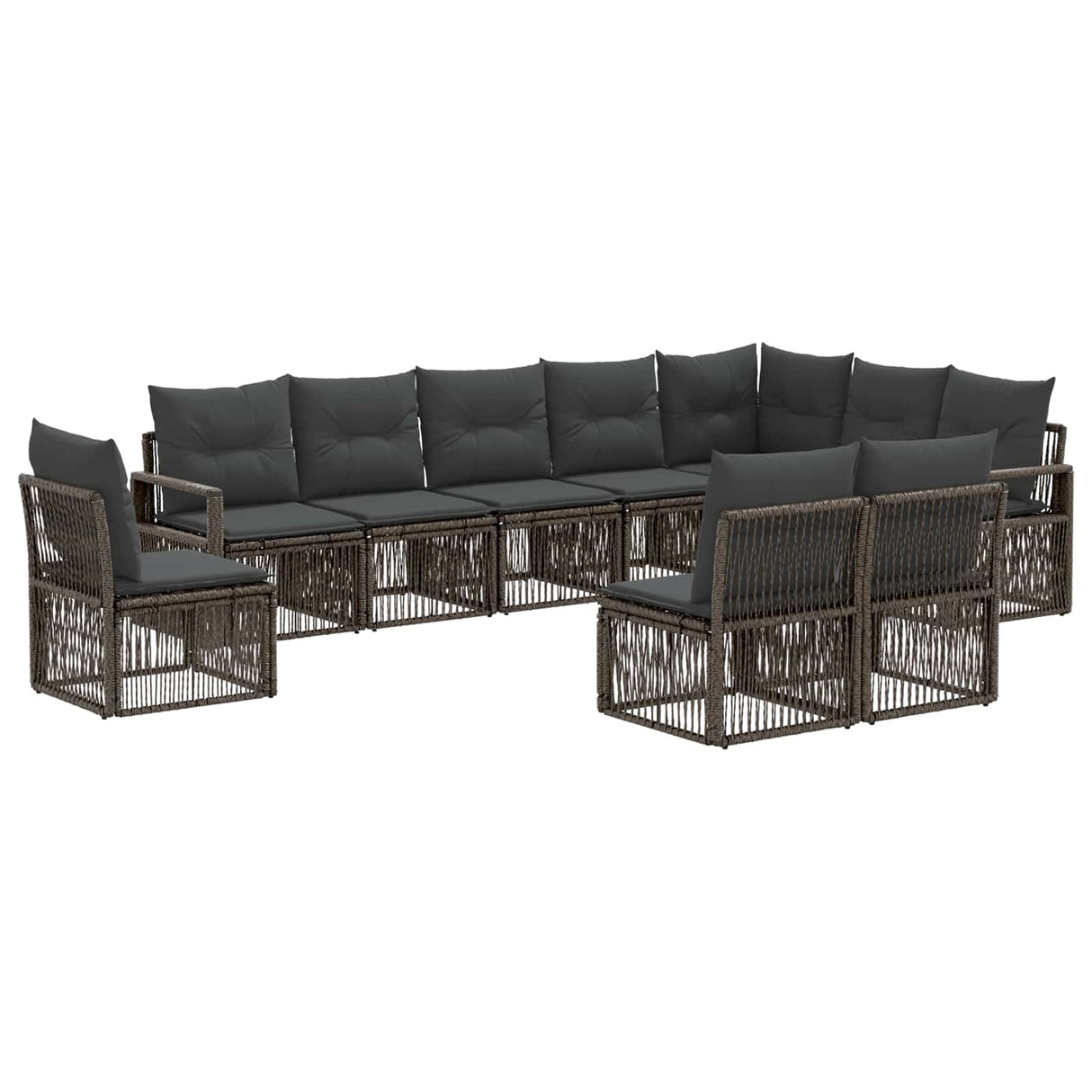 vidaXL Tuinbank Set 11 pcs Zwart poly rattan