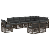 vidaXL Tuinbank Set 11 pcs Zwart poly rattan