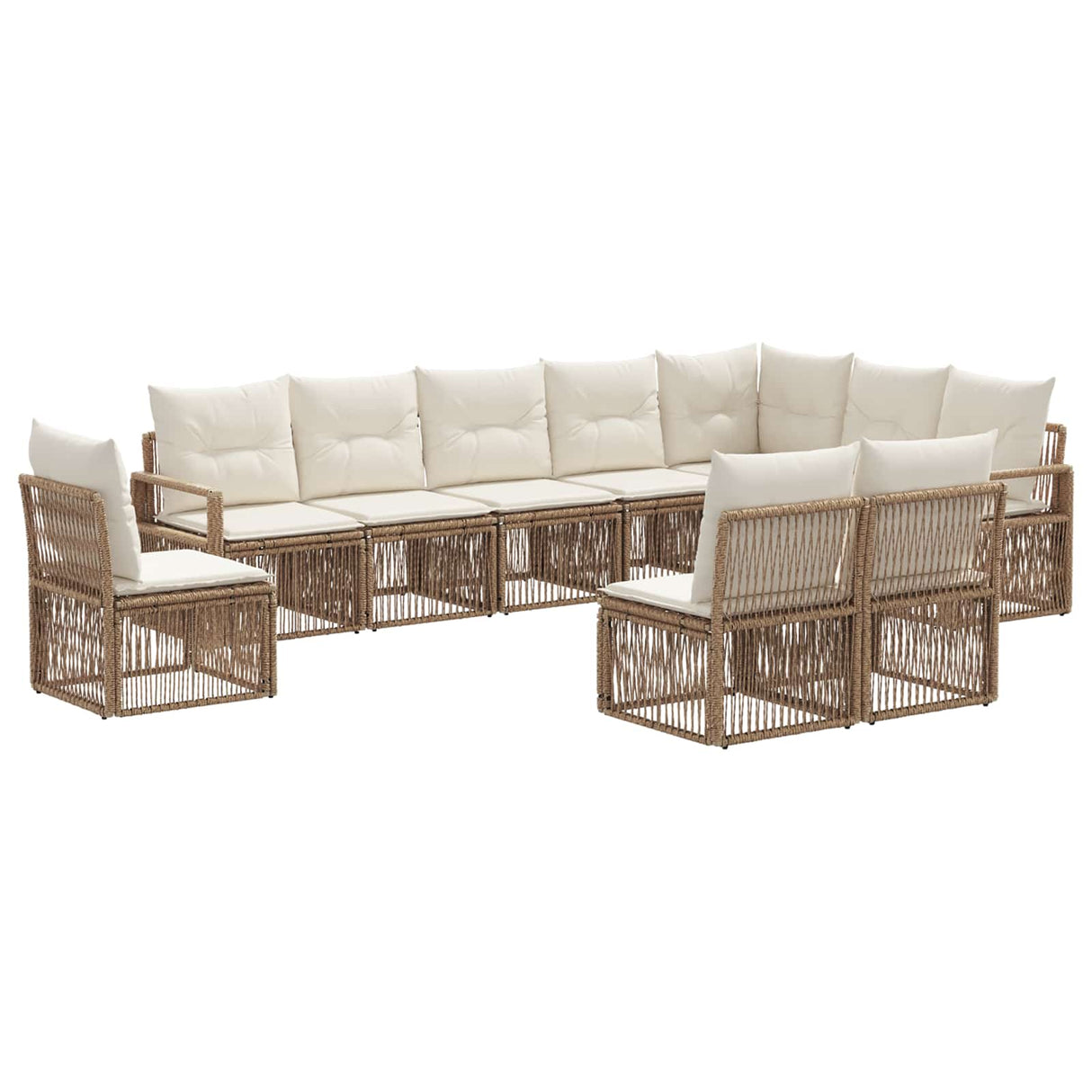 vidaXL Tuinbank Set 11 pcs Zwart poly rattan