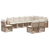 vidaXL Tuinbank Set 11 pcs Zwart poly rattan