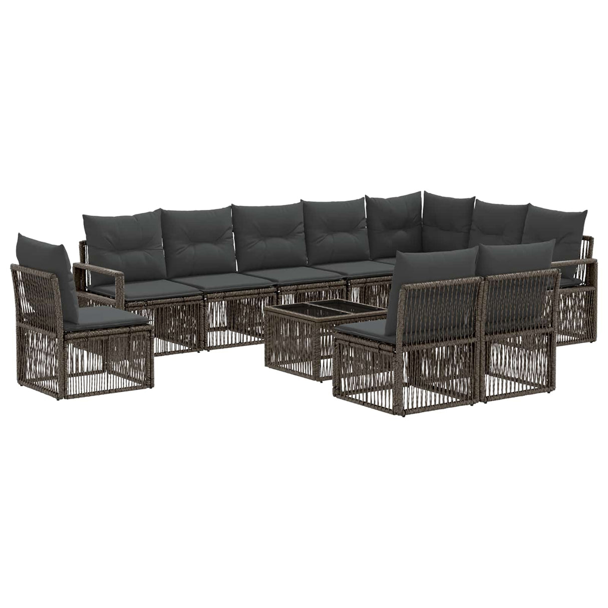 vidaXL Tuinbank Set 11 pcs Zwart poly rattan