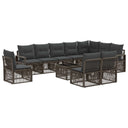 vidaXL Tuinbank Set 11 pcs Zwart poly rattan