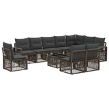 vidaXL Tuinbank Set 11 pcs Zwart poly rattan