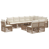 vidaXL Tuinbank Set 11 pcs Zwart poly rattan