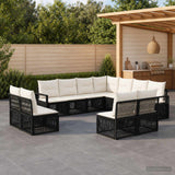 vidaXL Tuinbank Set 12 pcs Zwart poly rattan