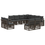vidaXL Tuinbank Set 12 pcs Zwart poly rattan