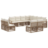 vidaXL Tuinbank Set 12 pcs Zwart poly rattan