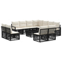 vidaXL Tuinbank Set 12 pcs Zwart poly rattan