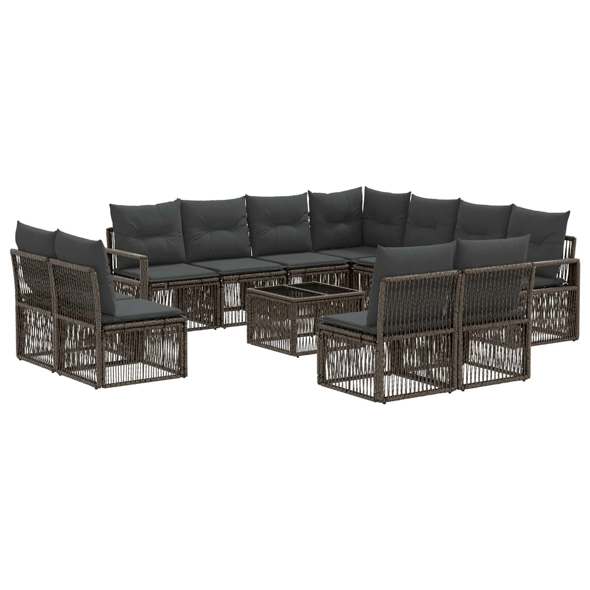 vidaXL Tuinbank Set 12 pcs Zwart poly rattan