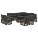 vidaXL Tuinbank Set 12 pcs Zwart poly rattan