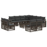 vidaXL Tuinbank Set 12 pcs Zwart poly rattan