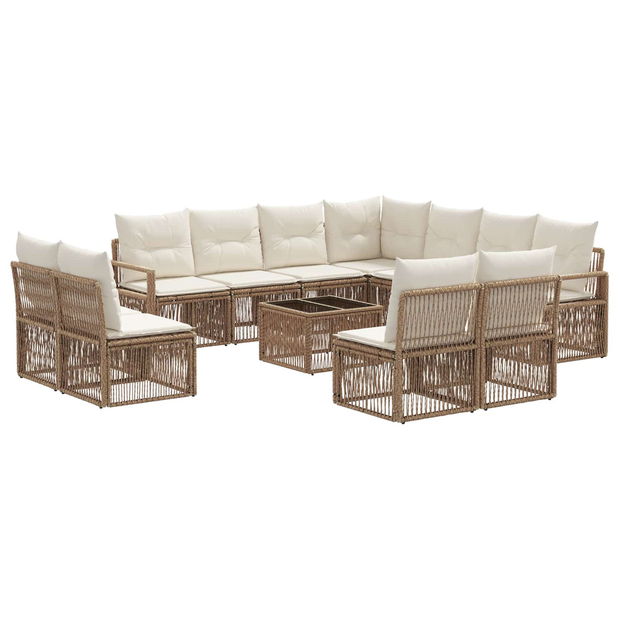 vidaXL Tuinbank Set 12 pcs Zwart poly rattan