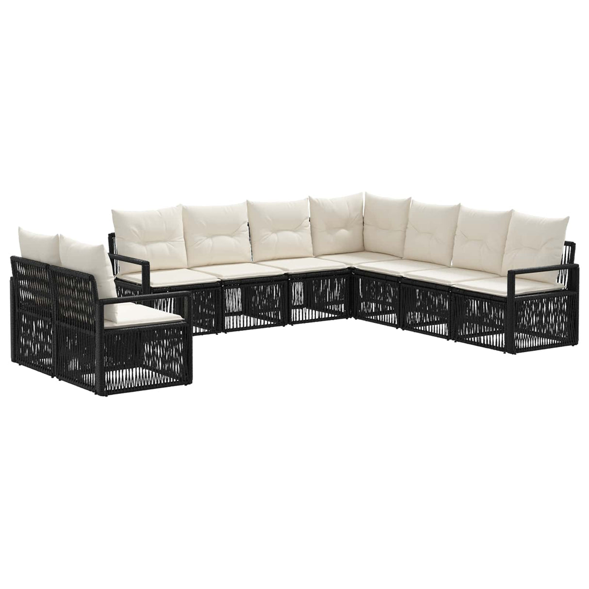 vidaXL Garden Sofa Set 10 pcs Black poly rattan