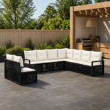 vidaXL Garden Sofa Set 10 pcs Black poly rattan