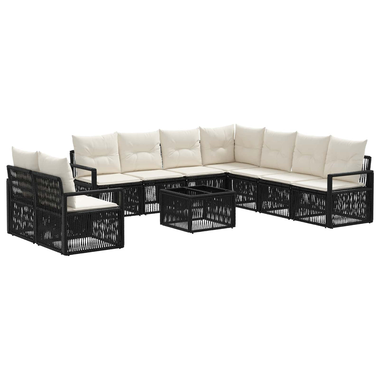 vidaXL Garden Sofa Set 10 pcs Black poly rattan
