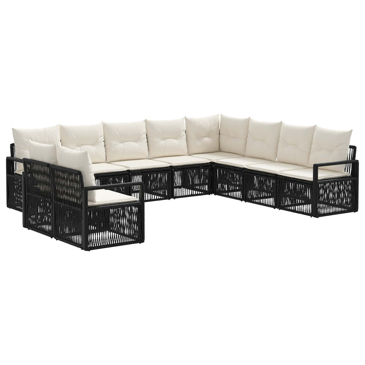 vidaXL Tuinbank Set 11 pcs Grijs poly rattan