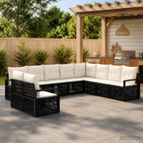 vidaXL Tuinbank Set 11 pcs Grijs poly rattan