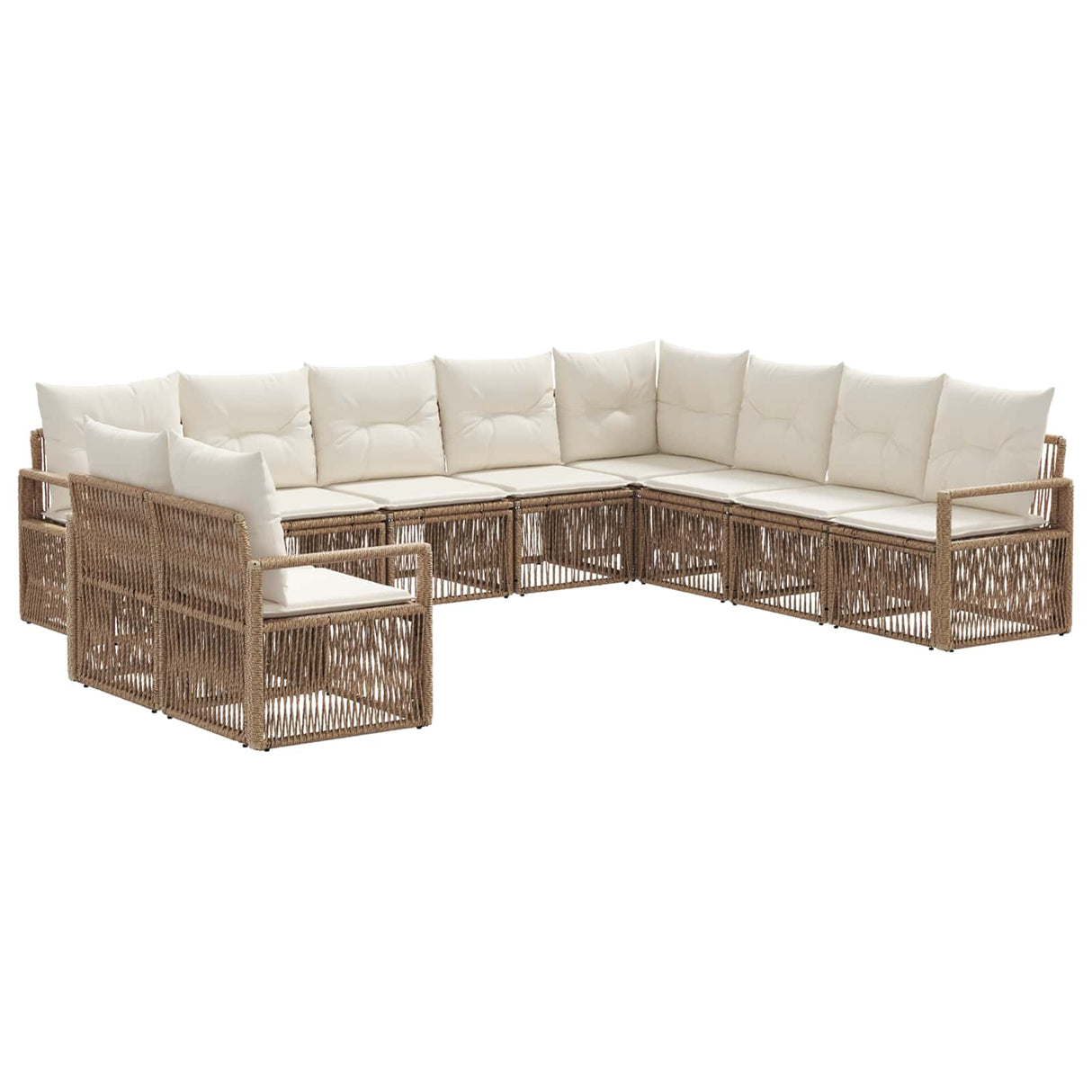 vidaXL Tuinbank Set 11 pcs Grijs poly rattan