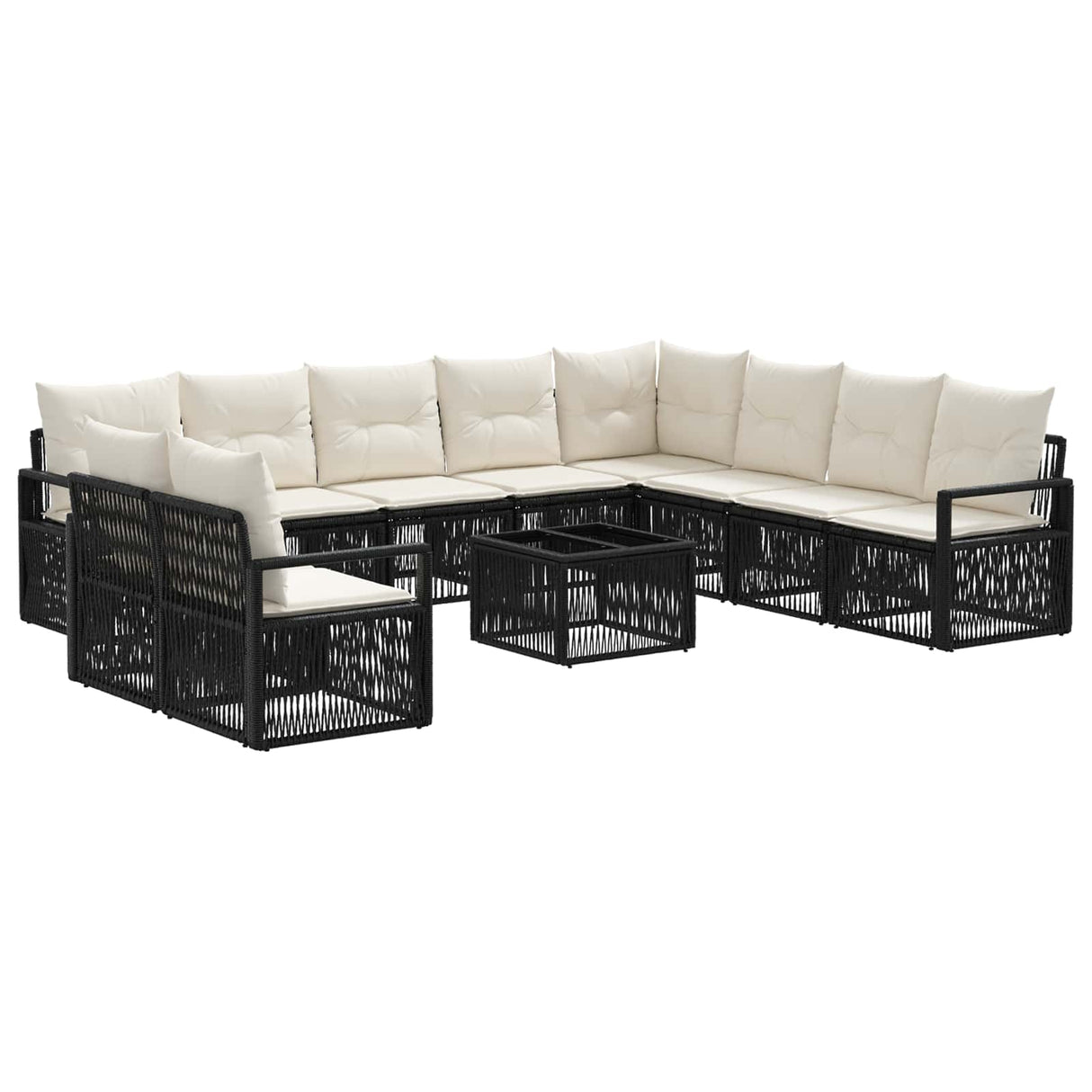 vidaXL Tuinbank Set 11 pcs Grijs poly rattan