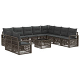 vidaXL Tuinbank Set 11 pcs Grijs poly rattan