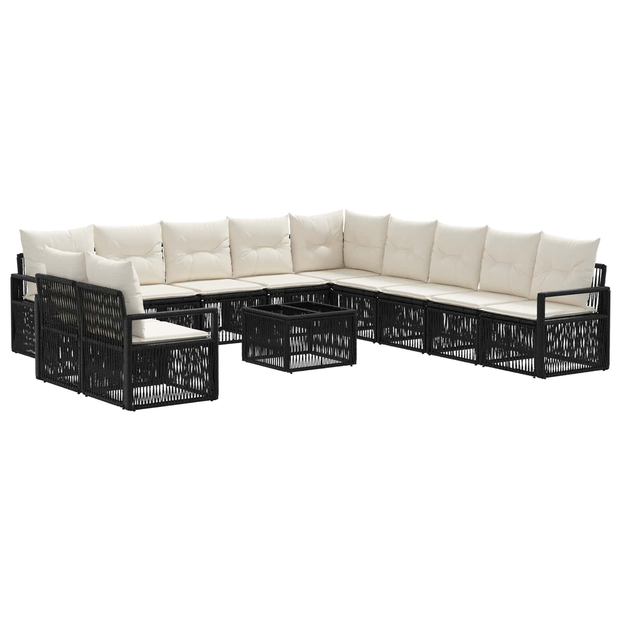 vidaXL Garden Sofa Set 12 pcs Black poly rattan