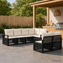 vidaXL Garden Lounge Set 7 pcs 7-Seater Black poly rattan