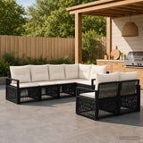 vidaXL Garden Lounge Set 7 pcs 7-Seater Black poly rattan